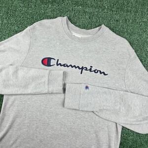 Gray Champion Embroidered Logo Classic Crewneck Sweater Mens L